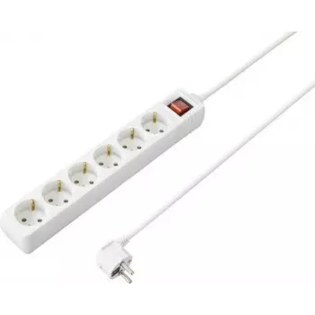 SYGONIX SY-4891004 4-Way Power Strip with Switch, White, 1.5 m Cable, Schuko