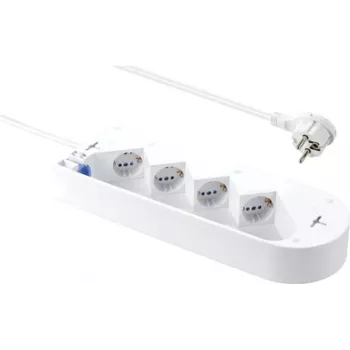 Sygonix SY-5228510 4-Way Power Strip with Switch, White, 1.5 m Cable