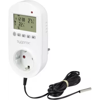 Sygonix Universal Thermostat Plug with Weekly Program, 1 to 70 °C, 3680 W, Schuko (SY-5372566)