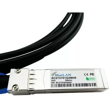 Propojovací měděný kabel SFP28 Direct Attach BlueLAN 25G, 5 m, kompatibilní s Fortinet (FN-CABLE-SFP28-5-BL)