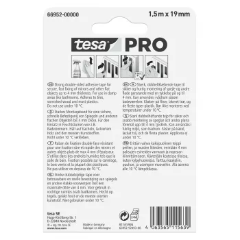 Montážní páska na zrcadla tesa Montage PRO bílá 1,5 m x 19 mm 66952-00000-00