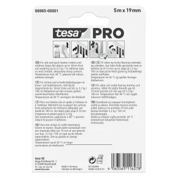 tesa Montage PRO transparentní 66965-00001-00 oboustranná akrylátová pěnová montážní páska, 5 m x 19 mm, nosnost až 10 kg/m, odolná UV a vlhkosti, pro interiér a exteriér