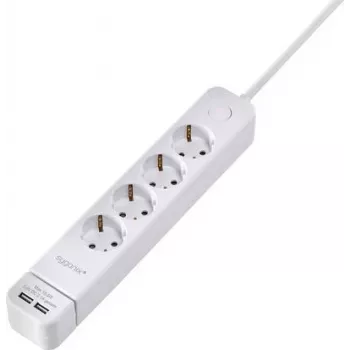 Přepěťová ochrana 6zásuvková Sygonix SY-4535058 s osvětleným hlavním vypínačem, kabel 1,5 m, bílá