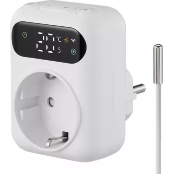 Zásuvný termostat Sygonix SY-6824096 s týdenním programem, 16 A, 3680 W, LCD, ochrana proti zamrznutí, dětská pojistka, bílý