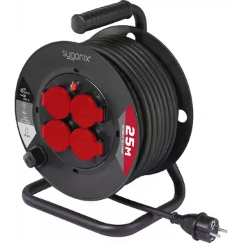 Kabelový buben Sygonix SY-10236129 černý Schuko zástrčka 25m 4 zásuvky