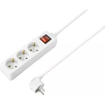 Přepěťová ochrana Sygonix SY-7042484 3zásuvková s osvětleným vypínačem, bílá, 1,5m kabel, Schuko, 16A, 3680W