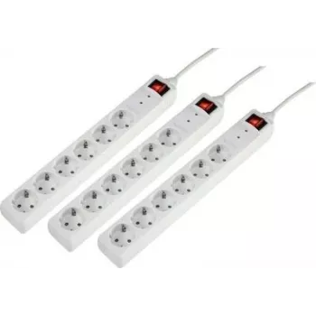Přepěťová ochrana Sygonix 3xSY-5044446, 6 zásuvek, bílá, 1,5m kabel, balení 3 ks