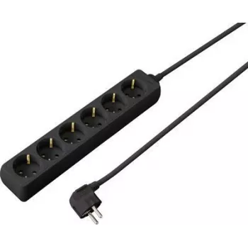 Napájecí lišta SYGONIX SY-4890992, 6 zásuvek Schuko, bez vypínače, černá, 1,5 m kabel