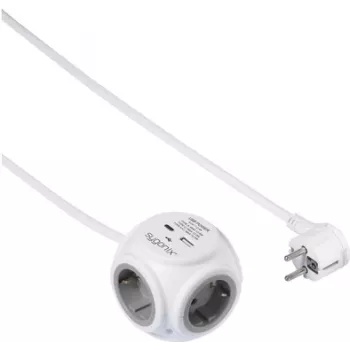 Napájecí kostka Sygonix SY-5827192 3zásuvková s 1,4 m kabelem, bílo-šedá, 16 A, 3680 W