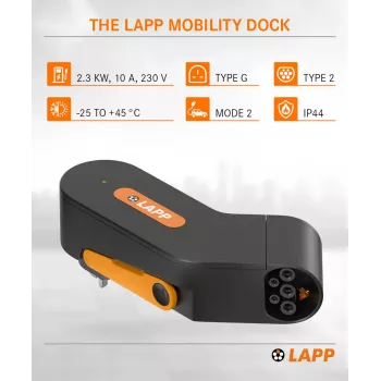 Nabíječka pro elektromobily LAPP MOBILITY Mobility Dock Type 2 na CEE 32A 7,4 kW Mode 2, 5 m kabel 65416