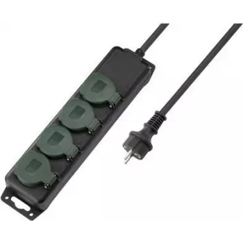 Přepěťová lišta SYGONIX SY-5145340 bez vypínače, 3 Schuko zásuvky, 1,5 m kabel, černo-zelená