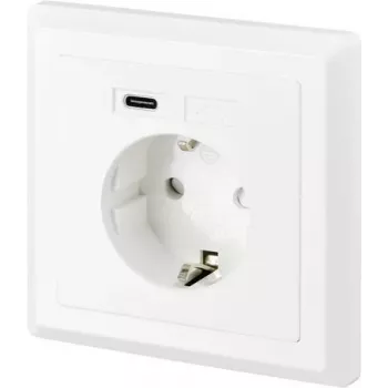 Nástěnná zásuvka pod omítku SYGONIX SY-5238674 se 2 USB-A porty, Schuko, bílá
