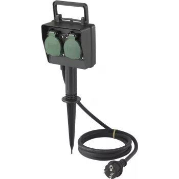 Venkovní zásuvka Sygonix SY-5231004 2násobná černá/zelená IP44 16A 230V