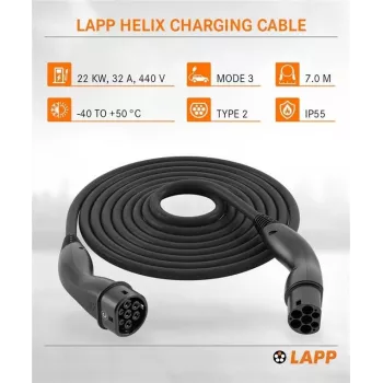 Nabíjecí kabel Lapp Mobility Type 2 Helix 22 kW 7 m černý