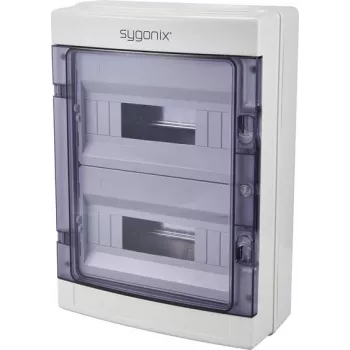 Sygonix SY-6696060 Surface-Mounted Small Distribution Board, 24 Modules, 2 Rows, IP40, White