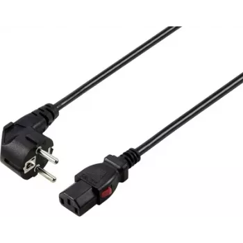 Sygonix SY-6733072 Lockable IEC C13 Power Cable, CEE 7/7 to IEC C13, 2 m, Black