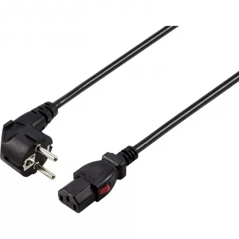 Sygonix SY-6733072 Lockable IEC C13 Power Cable, CEE 7/7 to IEC C13, 2 m, Black