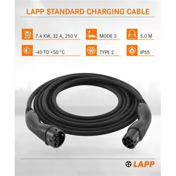 Nabíjecí kabel pro EV LAPP MOBILITY Type 2, 7,4 kW, 5 m, černý (61780)