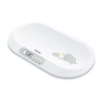 Chytrá dětská váha Beurer BY90 s Bluetooth, nosnost 20 kg, přesnost 5 g, klenutá vážicí plocha, LCD displej, bílá
