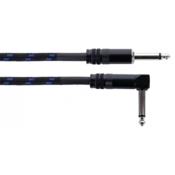 Cordial 14780 Instrument Cable 3 m – 6.3 mm TS Jack to 6.3 mm TS Jack, Black/Blue Textile Jacket