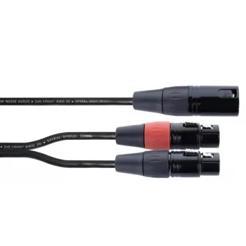 Cordial EY 0.3 MFF XLR Y-Adapter Cable - 1x XLR Male to 2x XLR Female, 0.3 m, Black 14881