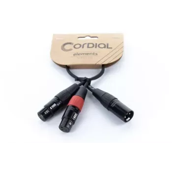 Cordial EY 0.3 MFF XLR Y-Adapter Cable - 1x XLR Male to 2x XLR Female, 0.3 m, Black 14881