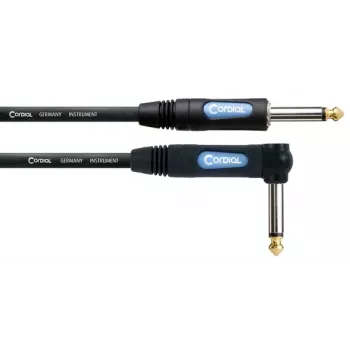 Cordial 13737 Mono Jack Patch Cable 6.3mm Male to 6.3mm Male, 3m, Black PVC, Oxygen-Free Copper, Spiral Shielding