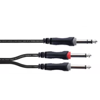 Cordial 14878 Audio Y-Adapter Cable 6.3 mm Stereo Jack to 2x 6.3 mm Mono Jack 3 m Black