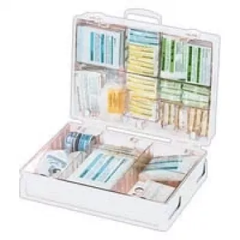 SÖHNGEN lékárnička MT-CD 13169 DIN 13169 průmyslová lékárnička, oranžový ABS, na zeď, 2 přihrádky, přezkové uzávěry, odolná proti prachu a stříkající vodě, včetně držáku na zeď, pro >50 zaměstnanců 3001156