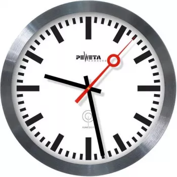 Rádiové nástěnné hodiny PEWETA nádražní, 30 cm, hliník 51.020.325
