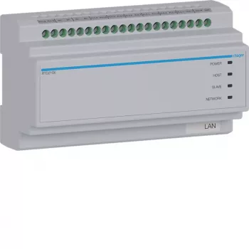 Přepínač systému Hager RTD210X 2vodičový, 6násobný, pro IP vrátný Hager, DIN lišta, 4 moduly, světle šedá
