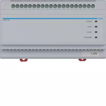 Přepínač systému Hager RTD210X 2vodičový, 6násobný, pro IP vrátný Hager, DIN lišta, 4 moduly, světle šedá