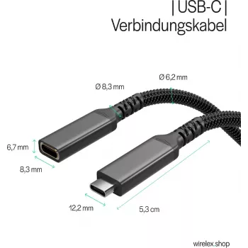 Prodlužovací kabel S CONN Flexline USB-C, USB-C samec na USB-C samice, USB 3.2 Gen 2, 100W PD, 4K@60Hz, textilní opletení, 1,5m, černý FL31-74006
