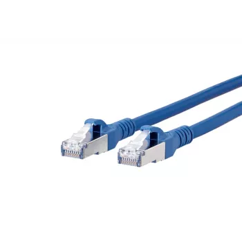 Síťový patch kabel METZ BTR NETCOM CAT 6A S/FTP RJ45, 7 m, modrý, s ochranou západky, 1308457044-E