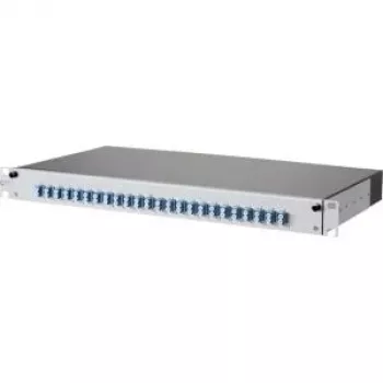 Patch panel METZ CONNECT 1502697424-E Cat.6A stíněný 24portový 1U, bez nástrojů IDC, světle šedý