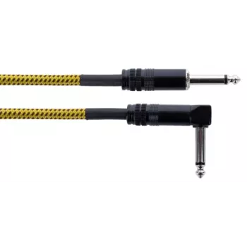 Cordial 14776 Instrument Cable 6.3mm Mono Jack to 6.3mm Mono Jack, 3m, Black/Yellow Textile