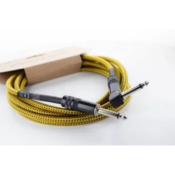Cordial 14776 Instrument Cable 6.3mm Mono Jack to 6.3mm Mono Jack, 3m, Black/Yellow Textile