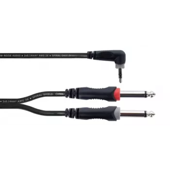 Cordial 14869 Audio Y-Adapter Cable 3.5mm Stereo Jack to 2x 6.3mm Mono Jack 5m Black