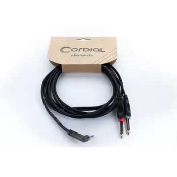 Cordial 14869 Audio Y-Adapter Cable 3.5mm Stereo Jack to 2x 6.3mm Mono Jack 5m Black