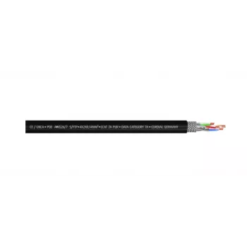 Cordial 15581 CAT 7a S/FTP Patch Cable, RJ45, 10 m, Black, PUR Jacket
