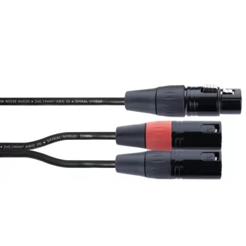 Cordial EY 0.3m XLR Y-Adapter Cable - 1x XLR Female to 2x XLR Male, Black 14880