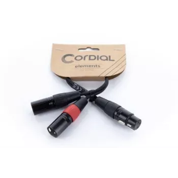 Cordial EY 0.3m XLR Y-Adapter Cable - 1x XLR Female to 2x XLR Male, Black 14880