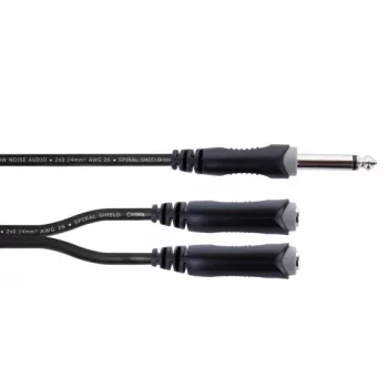 Cordial EY 0.3 PGG Y-Adapter Cable 1x 6.3mm Mono Jack Plug to 2x 6.3mm Mono Jack Sockets 0.3m Black 14884