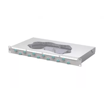 Splice patch panel METZ CONNECT OpDAT fix 12xLC-D OM3, 1U, 24 vláken, světle šedý 1504557712-F