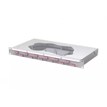 Optický splice patch panel METZ CONNECT 12portový SC-Duplex OM4 1U 19 inch racková montáž 150457BB12-F