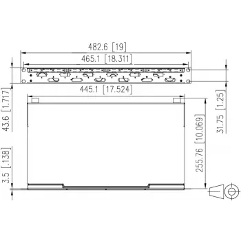 Optický splice patch panel METZ CONNECT 12portový SC-Duplex OM4 1U 19 inch racková montáž 150457BB12-F