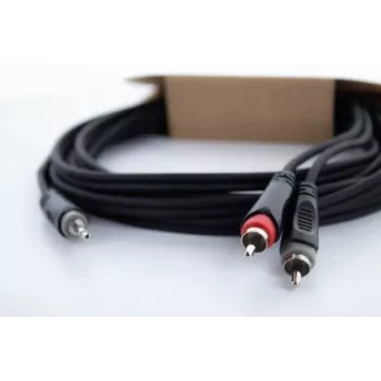 Cordial 14856 3.5mm Jack to 2x RCA Audio Y-Adapter Cable, 3 m, Black PVC, Twin Cable