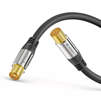 Anténní kabel PURELINK Sonero 2m S-AC000-020 Premium, koaxiální samec na samici, 75 Ohm, dvojité stínění, bílý