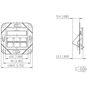 Keystone prázdná krabice METZ BTR 130B20D31102KE 3portová podomítková dle německého standardu, čistě bílá