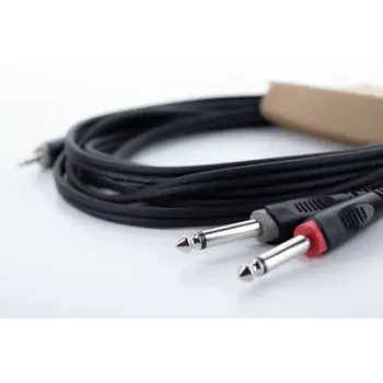 Cordial 14862 Audio Y-Adapter Cable 3.5mm Stereo to 2x 6.3mm Mono PVC Twin Cable